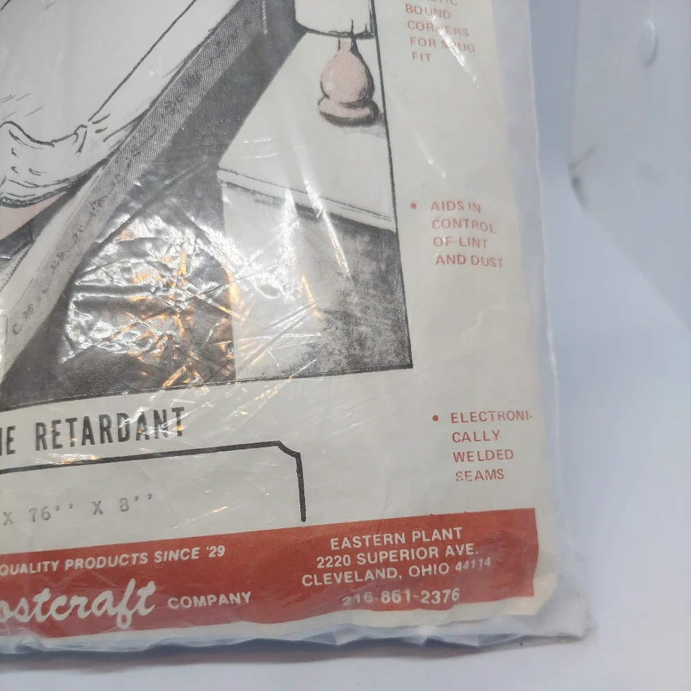 Vtg Vinyl Clave Protective Mattress Cover Contour Style Flame Retardant Sz Full